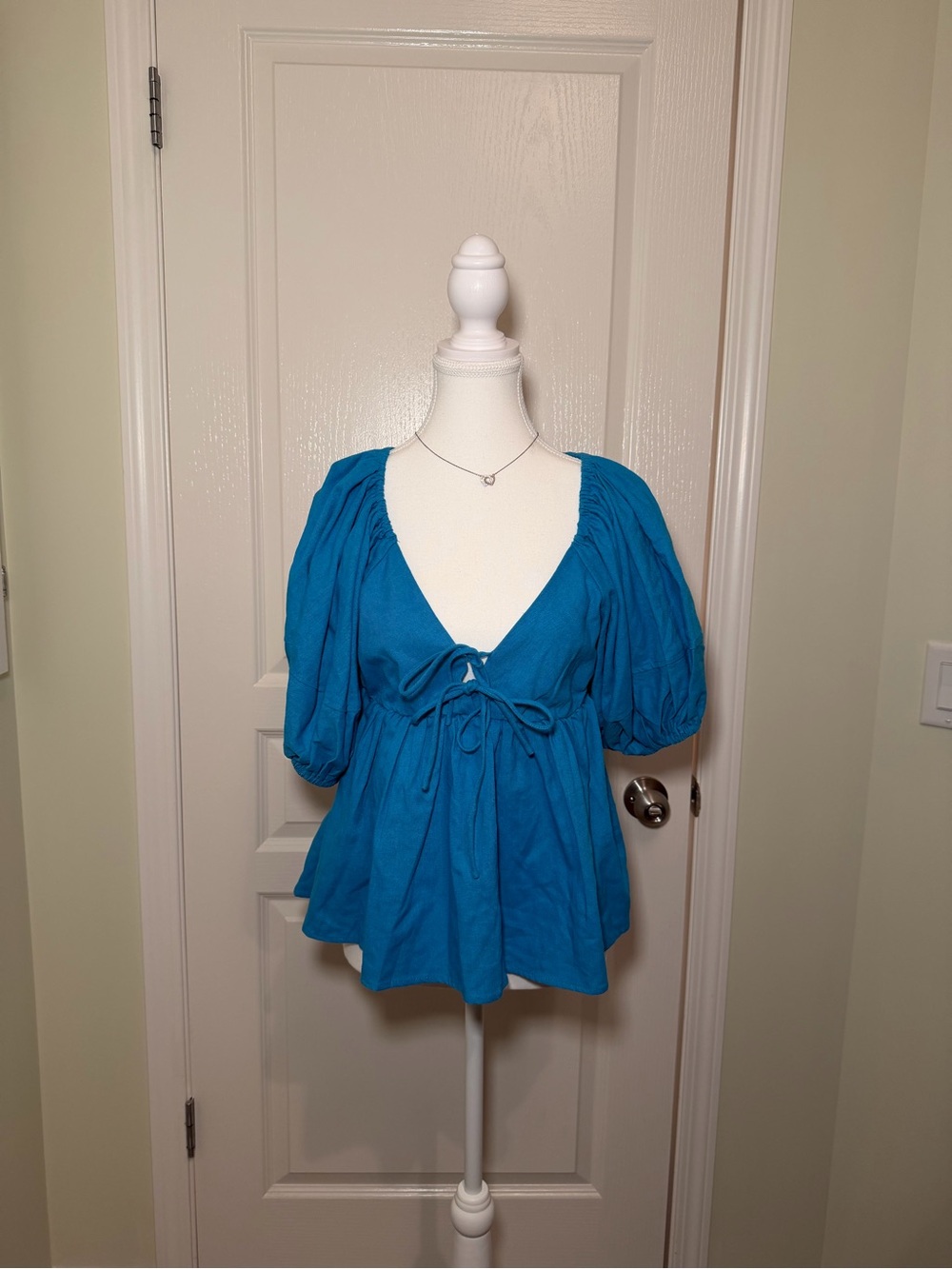 SALTY BRIGHT Blue V-Neck Peplum Top Size 10